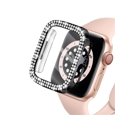 46MM IWATCH DIAMOND CASE WITH SCREEN PROTECTOR BLACK