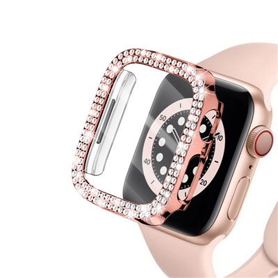 46MM IWATCH DIAMOND CASE WITH SCREEN PROTECTOR PINK GOLD