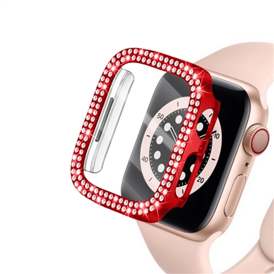 46MM IWATCH DIAMOND CASE WITH SCREEN PROTECTOR RED