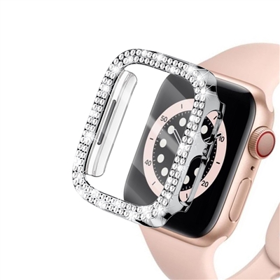 46MM IWATCH DIAMOND CASE WITH SCREEN PROTECTOR SILVER