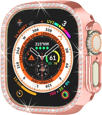 49MM IWATCH DIAMOND CASE WITH SCREEN PROTECTOR PINK GOLD