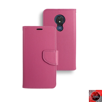 Motorola Moto G7 Power/ Moto G7 Supra /XT1955 Leather Folio Wallet Case WC01 Pink