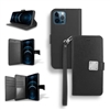 iPhone 14 Pro (6.1") Double Folio Flip Leather Wallet Case with Extra Card Slots WC05 Black