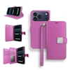 iPhone 17 Pro Double Folio Flip Leather Wallet Case with Extra Card Slots WC05 Hot Pink