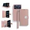 iPhone 17 Double Folio Flip Leather Wallet Case with Extra Card Slots WC05 Rose Gold