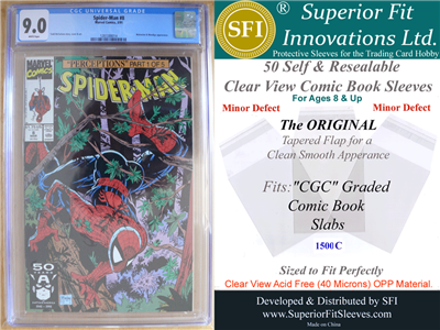 Superior Fit Sleeves for CGC Graded Comic Book Slabs (50)