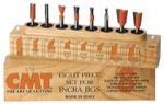 CMT 800.500.11 8-Pc Dovetail & Straight Router Bit Set, 1/4" Shank, In Wooden Case, For Incra And Jo