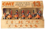 CMT 800.505.11 Router Bit Assortment, 13-Piece 1/2" Shank, In Wooden Case