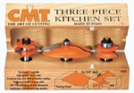 CMT 800.513.11 Three Piece Kitchen Ogee Raised Panel Router Bit Set With 1/2" Shank