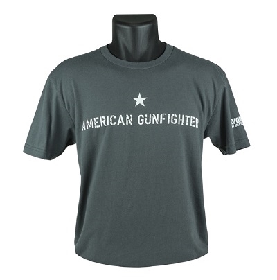 BRAVO COMPANY AMERICAN GUN-FIGHTER T-SHIRT, SHORT SLEEVE, GRAY