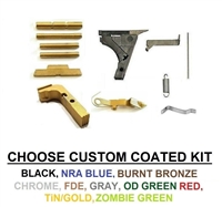 Lower Parts Kit  With Extended Controls For Glock Polymer80   P80 G19 Gen 1 - 3 With Out Trigger, Cerakote, Chrome, TiN Gold