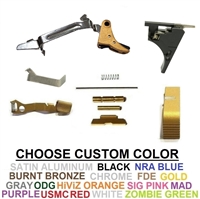 Lower Parts Kit For G43 Polymer80 - PF9SS 43 and SS80 With Upgraded Trigger Assembly, Upgraded Trigger  Connector and Extended Controls, Cerakote, Chrome, TiN Gold