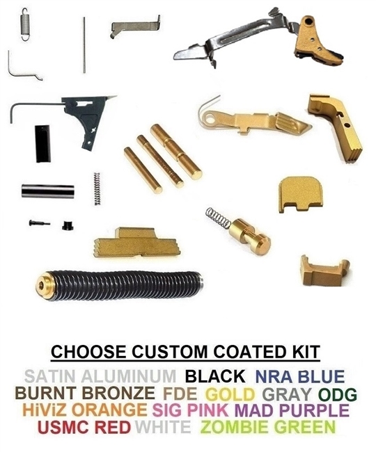 Lower and Upper Parts Kit For GLOCK 17 Gen 1 2 3 Custom Coated with  Extended Controls TiN  Gold, Cerakote