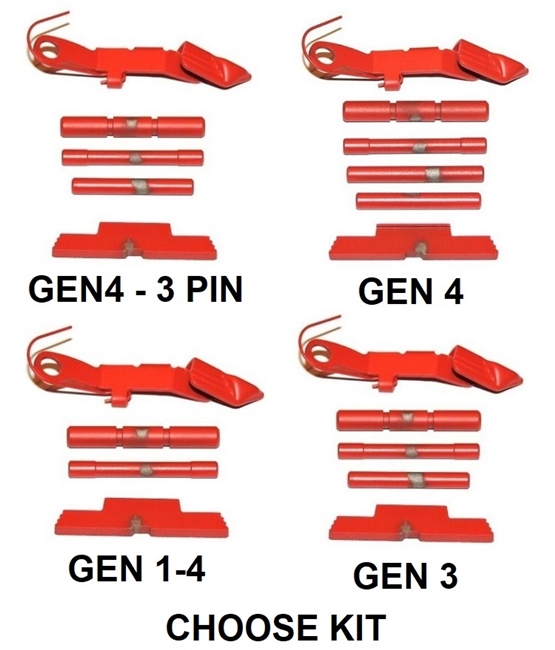 USMC RED Cerakote Extended Control Kits For Glock GEN 1 2 3 4, Cerakote