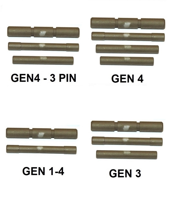 GoTo SPORTS GEAR Flat Dark Earth (FDE) Coated Stainless Steel Pin Kits For Glock Generation 1 - 4 (Price Varies Per Kit)