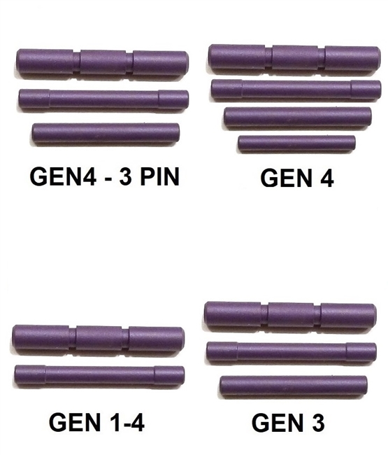 GoTo SPORTS GEAR Purple Coated Stainless Steel Pin Kits For Glock Generation 1 - 4 (Price Varies Per Kit)