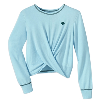 Sky Blue Twist Front Long Sleeve T-Shirt - Special Order