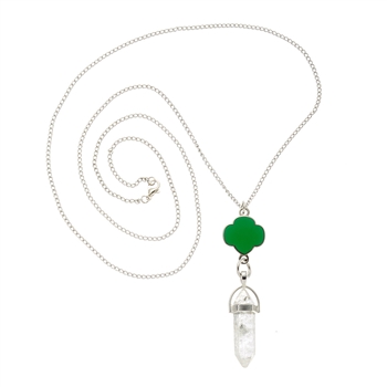 Crystal and Trefoil Pendant Necklace