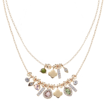 Double Layer Goldtone Charm Necklace Set