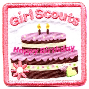 Iron-On Girl Scouts Happy Birthday Cake