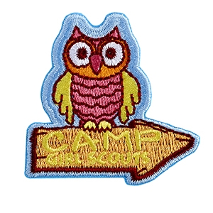 Camp Girl Scouts Iron-on Fun Patch - Owl on Sign