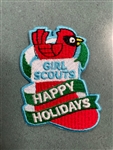 Happy Holidays - Cardinal in Stocking Iron-On Fun Patch
