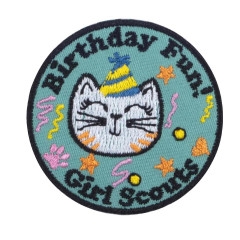 Birthday Fun! Iron-On Fun Patch - Cat with Party Hat