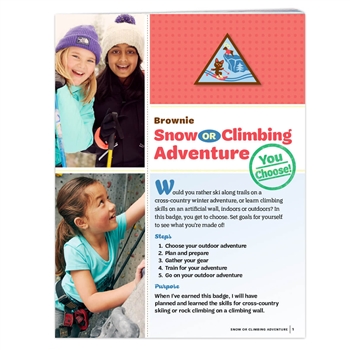 Brownie Snow or Climbing Adventure Badge Requirements