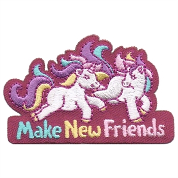 Make New Friends Pink Unicorns Fun Patch