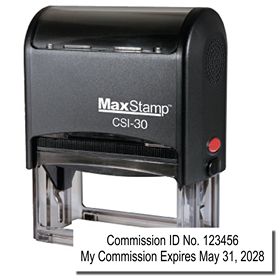 Self Inking Commission Number and Expiration Combo Stamp