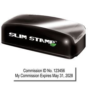 Slim Pre Inked Commission Number and Expiration Combo Stamp
