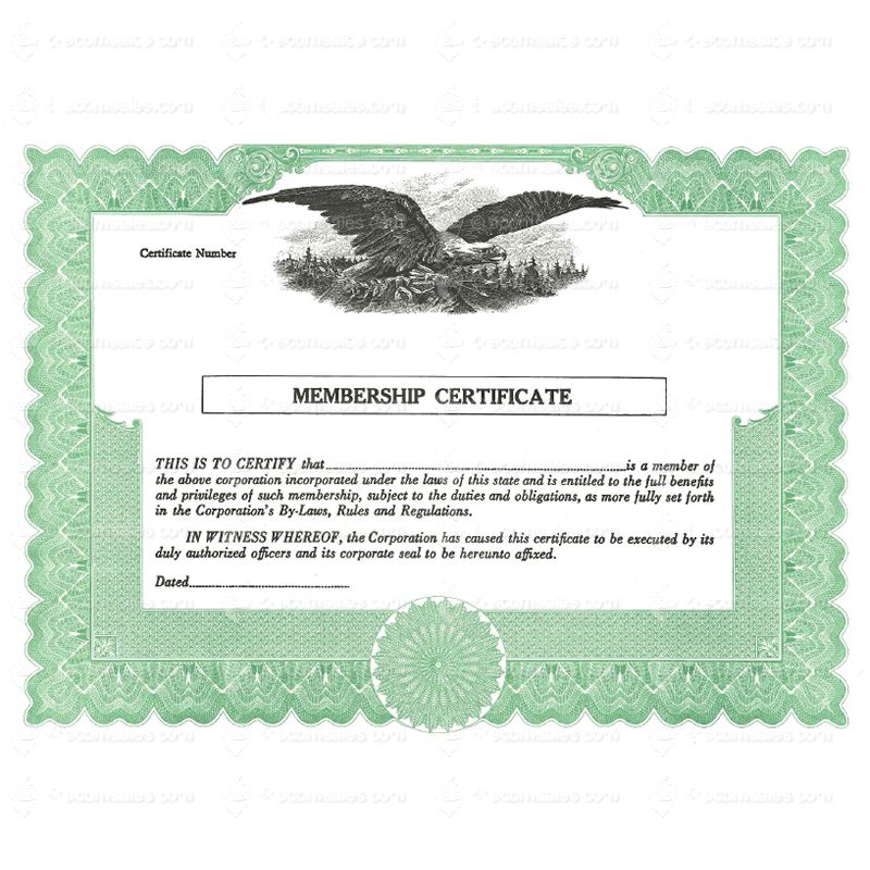 Short Form Membership Certificate - Stock Certificates