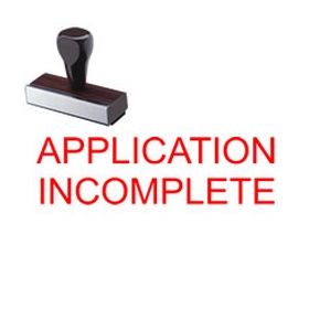 Application Incomplete Rubber Stamp