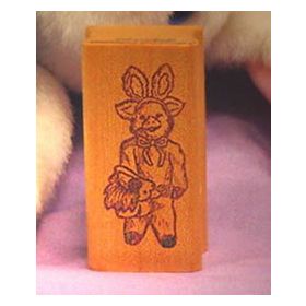 Pig in Costume with Basket Art Rubber Stamp