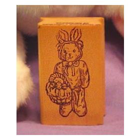 Bear in Costume with Basket Art Rubber Stamp