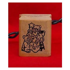 Bears with Christmas Tree Art Rubber Stamp