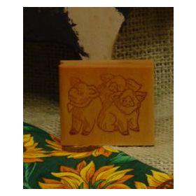3 Pigs Art Rubber Stamp