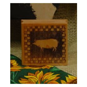 Pig Block with Checked Border Art Rubber Stamp