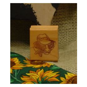 Cow in Hat Art Rubber Stamp