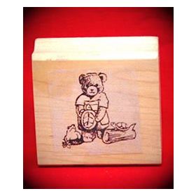 Bear with Turtles Art Rubber Stamp