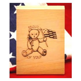 Large Bear Waving Flag Art Rubber Stamp