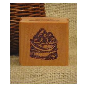 Bucket of Apples Art Rubber Stamp