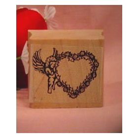 Cupid with Heart Art Rubber Stamp