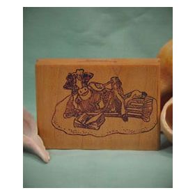 Cow on Beach Blanket Art Rubber Stamp