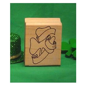Shamrock with Hat Art Rubber Stamp