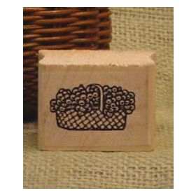 Small Basket of Flowers Art Rubber Stamp