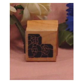 Trio of Solid Flowers Corner Art Rubber Stamp