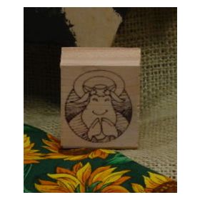 Cow Praying Art Rubber Stamp