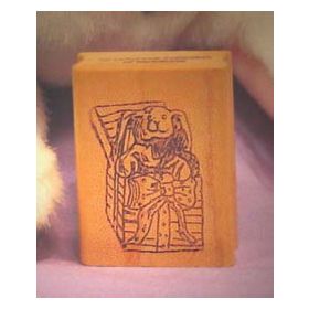 Bunny in Bow Gift Box Art Rubber Stamp