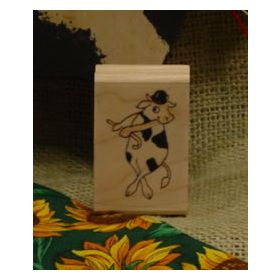 Dancing Cow Art Rubber Stamp 1